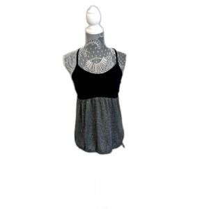 Women's Champion Babydoll Halter Two Tone Racerback Tank Top Gray Black Medium